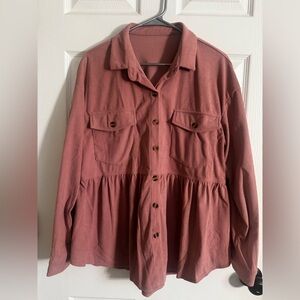 Pink Button-Up Shirt with Pockets